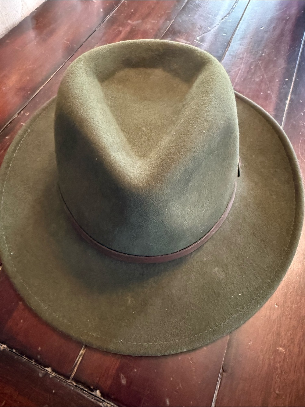 Vintage Orvis LiteFelt Olive Wool Packable Fedora Hat Medium USA